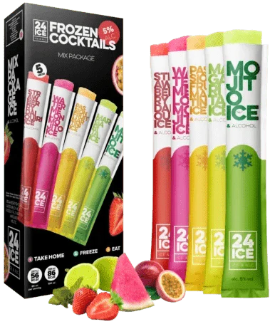 24 Ice Frozen Cocktail Ice Pops 20 Pieces 20x65ml