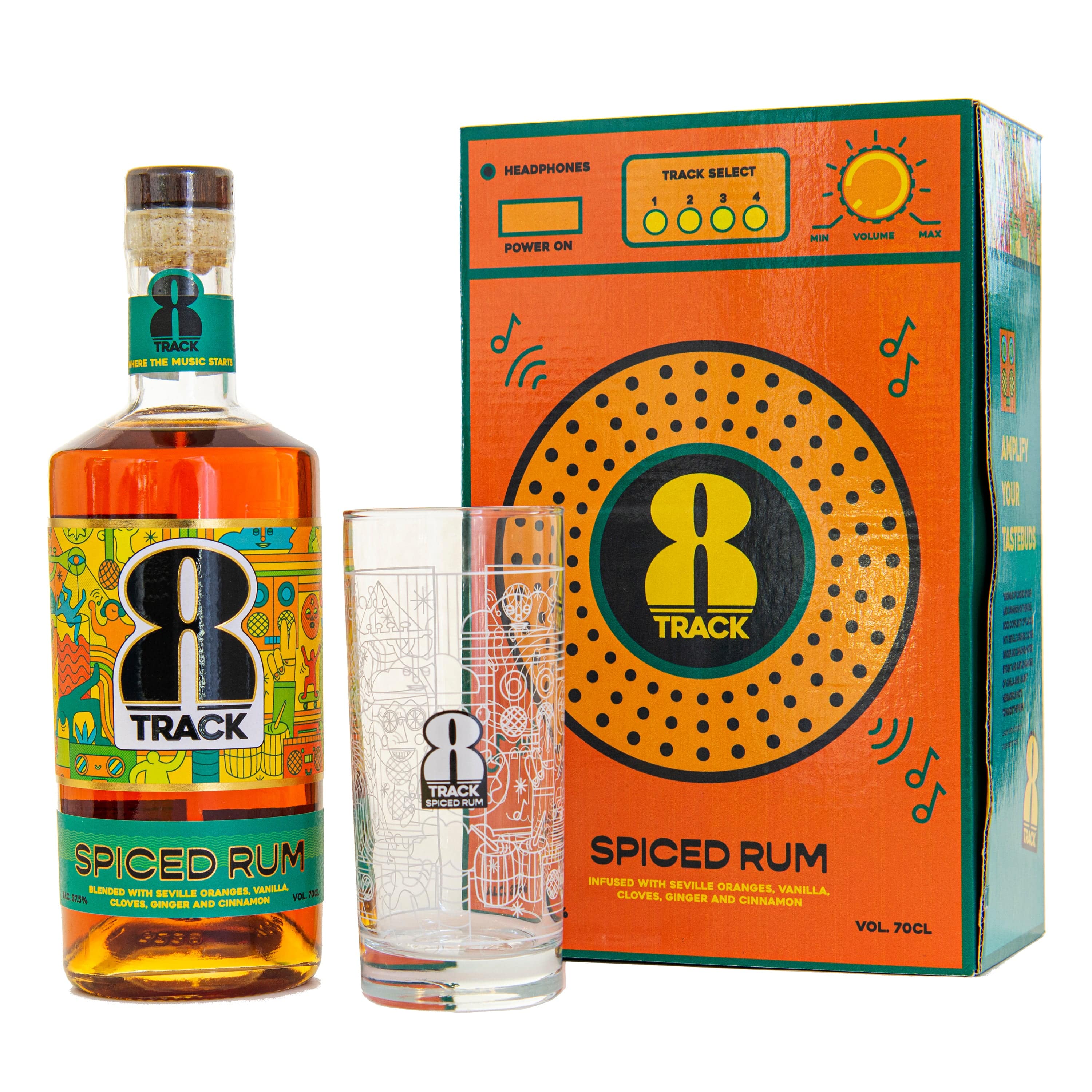 8Track Spiced Rum Gift Pack 70cl