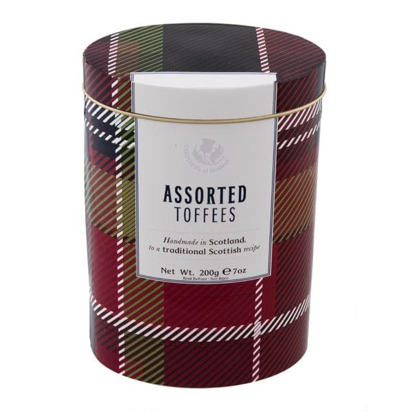 Assorted Toffee Tartan Tins 200g