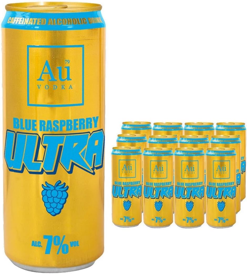 Au Vodka Blue Raspberry Caffeinated Ultra Cans 12x500ml