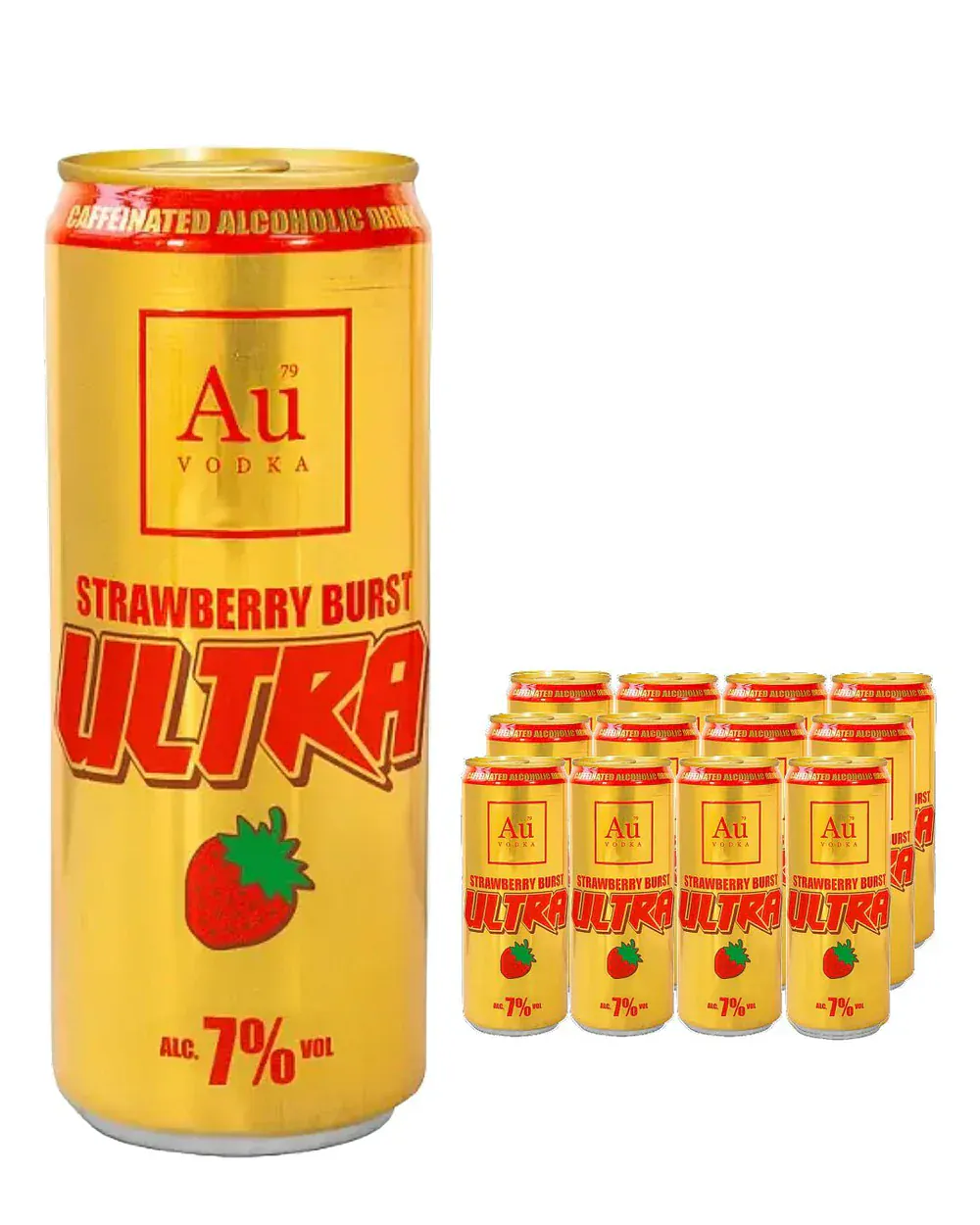 Au Vodka Strawberry Burst Caffeinated Ultra Cans 12x500ml