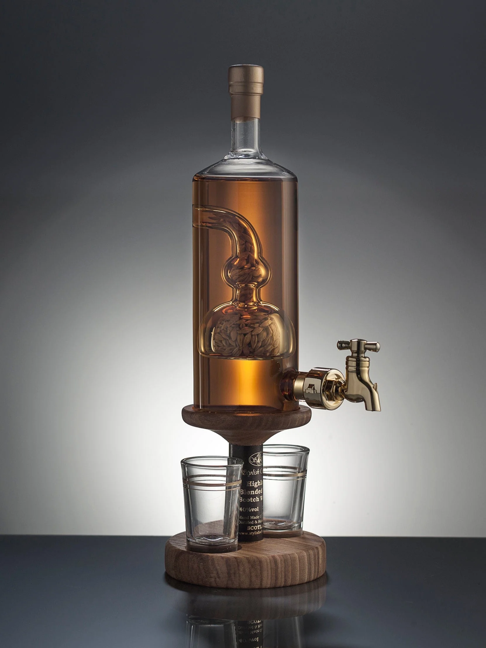 Barley Tap Refillable Brandy Decanter & 2 Glasses 35cl