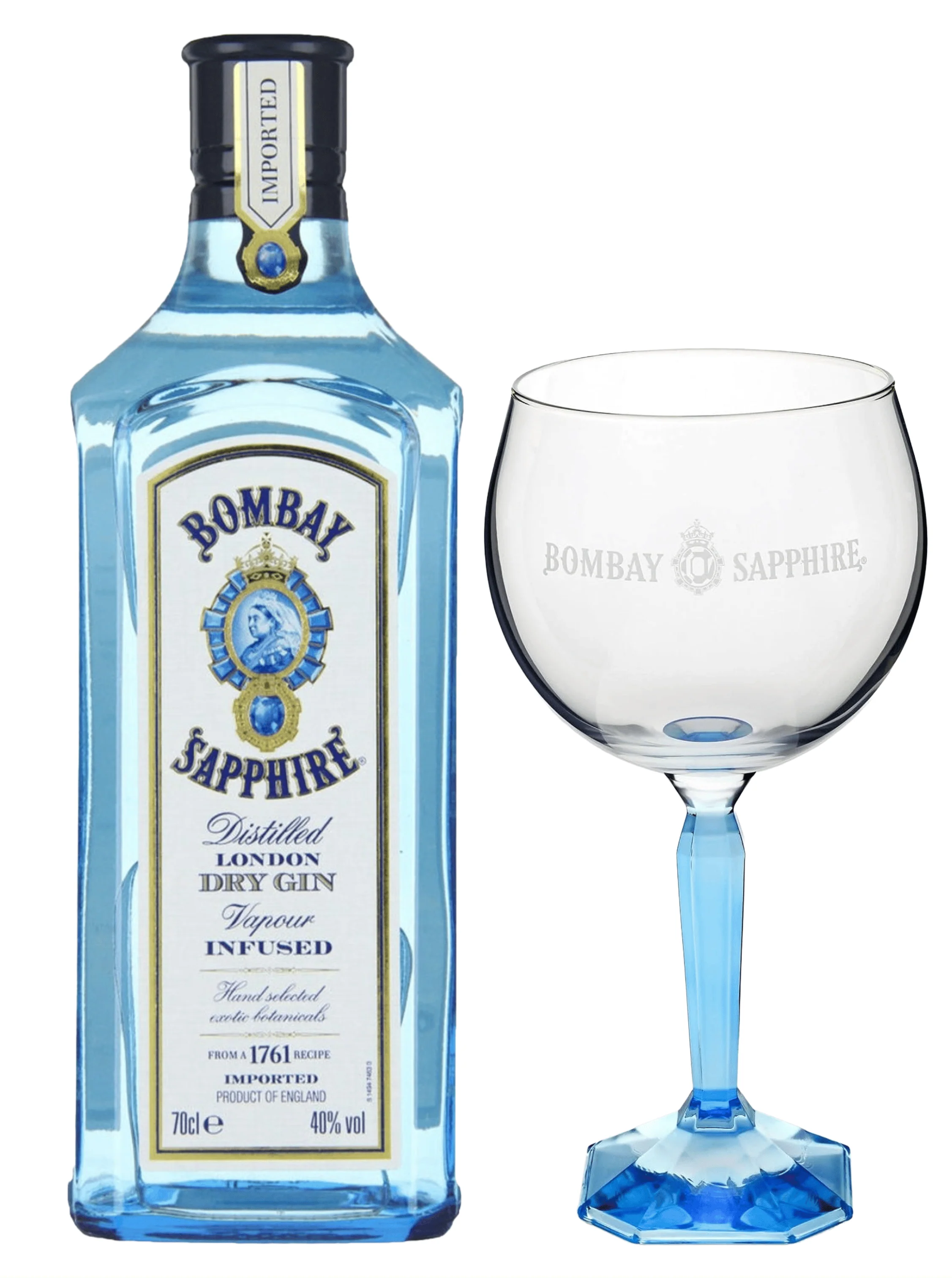 Bombay Sapphire London Dry Gin & Glass 70cl
