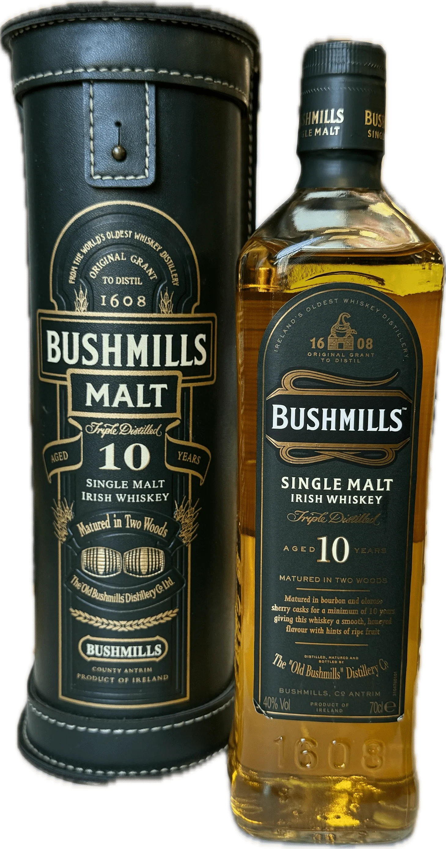 Bushmills Malt 10 Year Old Single Malt Irish Whiskey Leather Gift Tube 70cl
