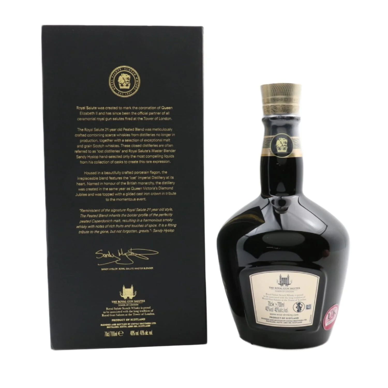 Royal Salute 21 Year Old The Peated Blend Black Flagon Blended Scotch Whisky 70cl - Image 2