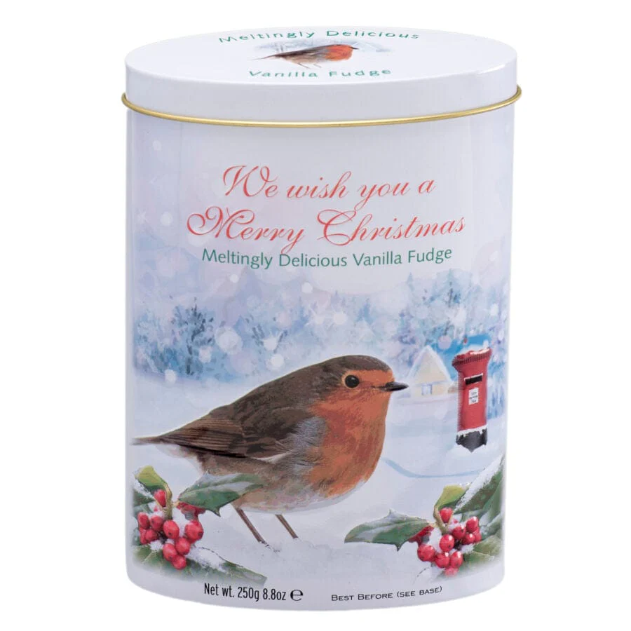Christmas Robin Vanilla Fudge Tin 250g