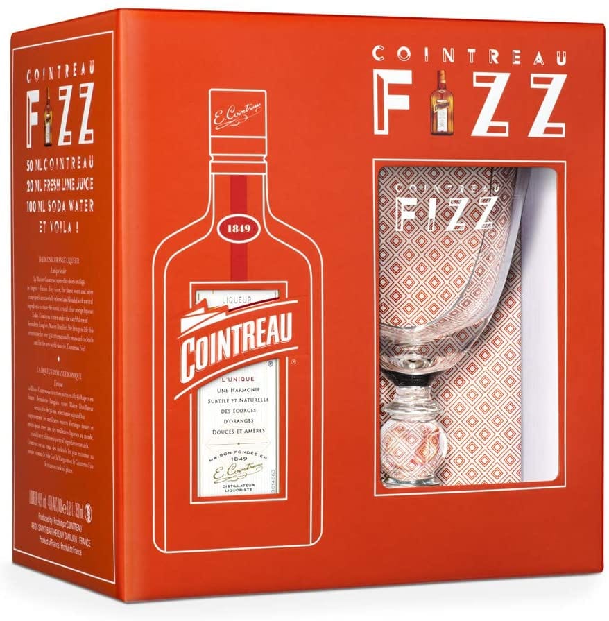 Cointreau Triple Sec Orange Liqueur Fizz Glass Gift Set 35cl