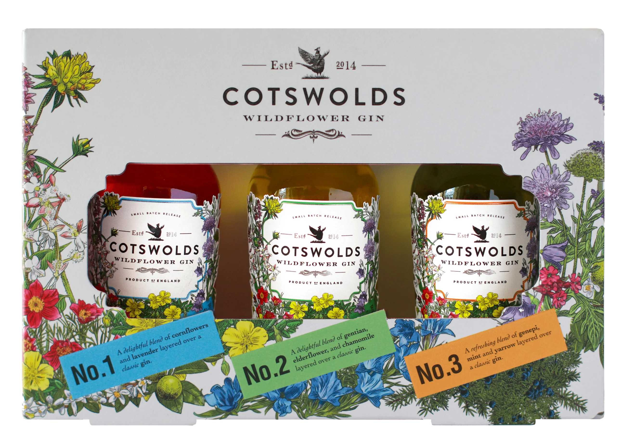 Cotswolds Wildflower Gin Miniature Gift Pack 3x5cl