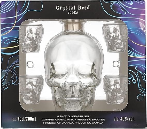 Crystal Head Vodka Gift Pack & 4 x Shot Glasses 70cl