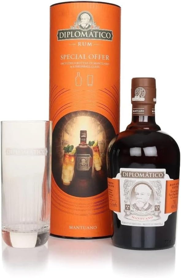Diplomático Mantuano Dark Rum Gift Set With Glass 70cl