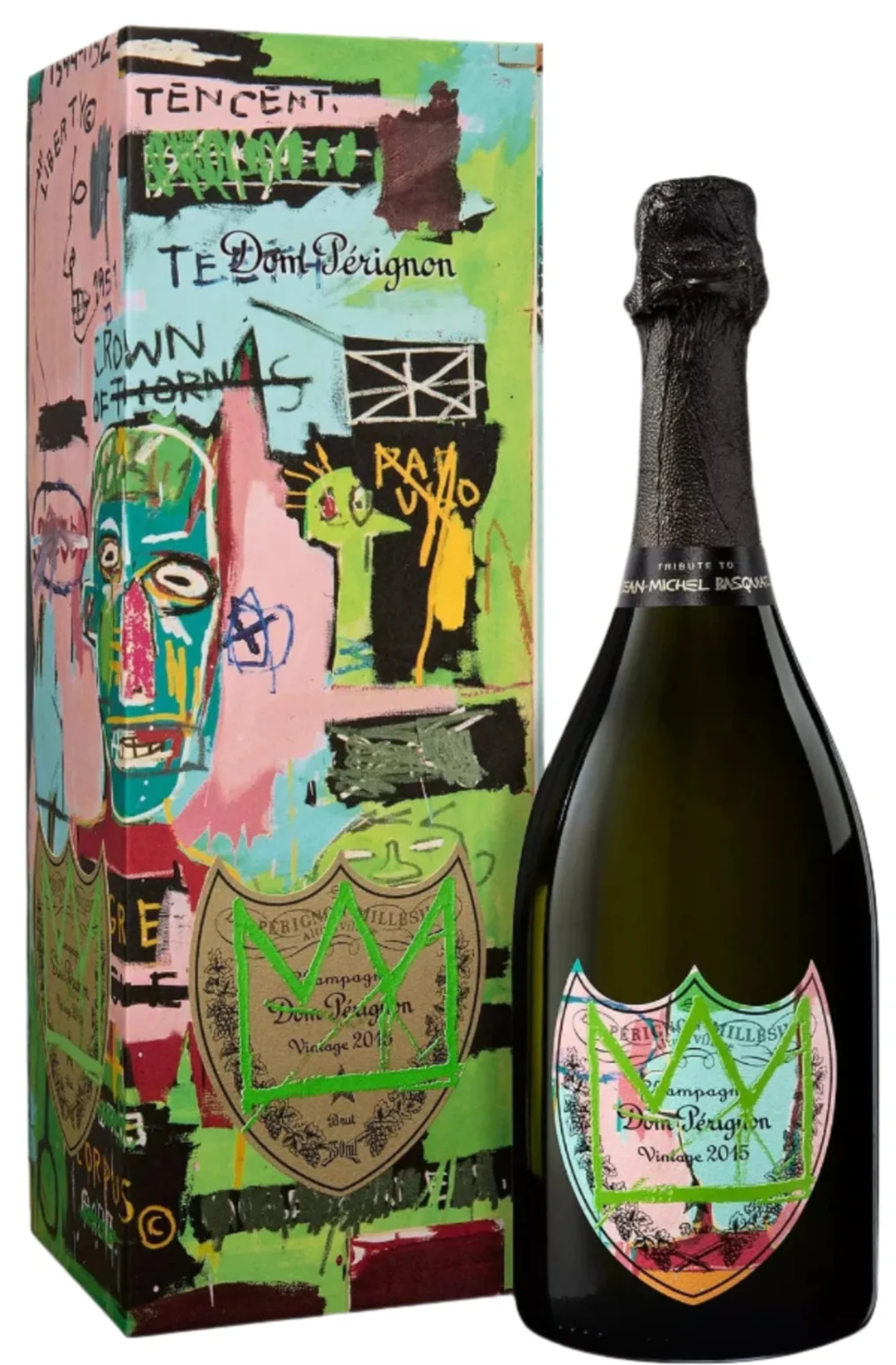Dom Perignon 2015 Vintage Champagne Special Edition Tribute to Jean-Michel Basquiat Green Crown 75cl