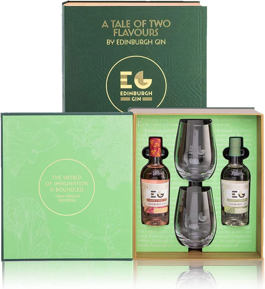 Edinburgh Gin âA Tale of Two Flavoursâ Gin Gift Set with Glasses 2x20cl