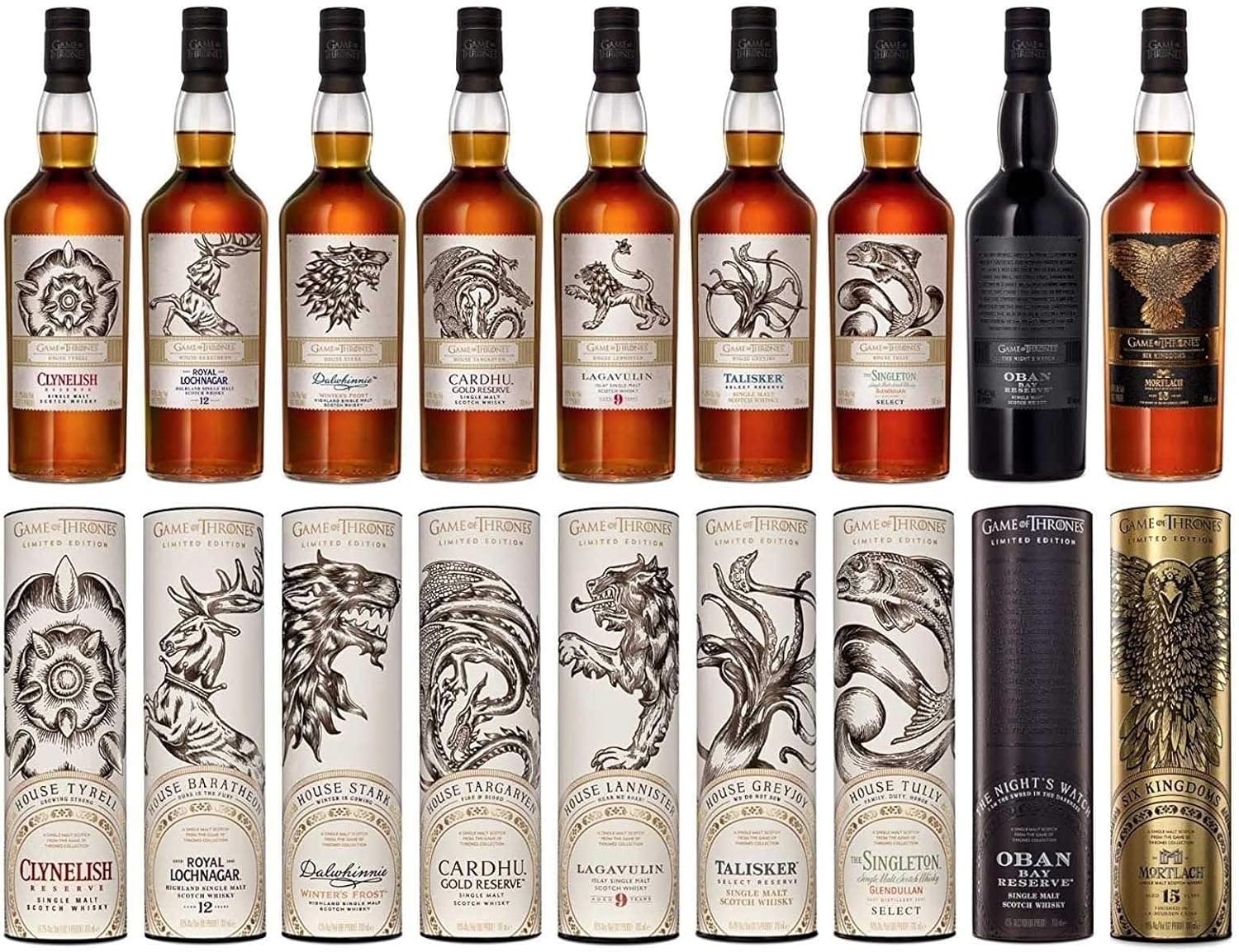 Game Of Thrones Limited Edition Single Malt Scotch Whisky Full Set 9x70cl