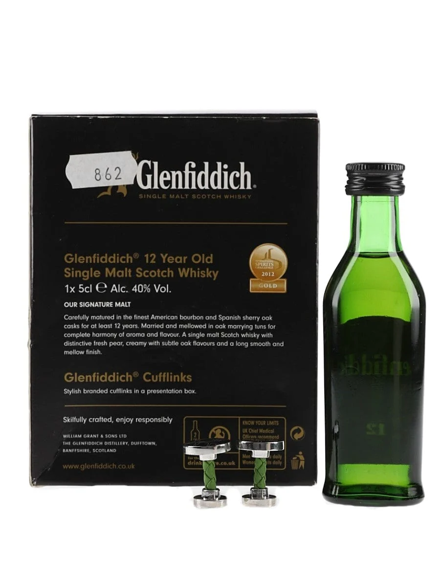 Glenfiddich 12 Year Old & Cufflinks Gift Set 5cl - Image 2