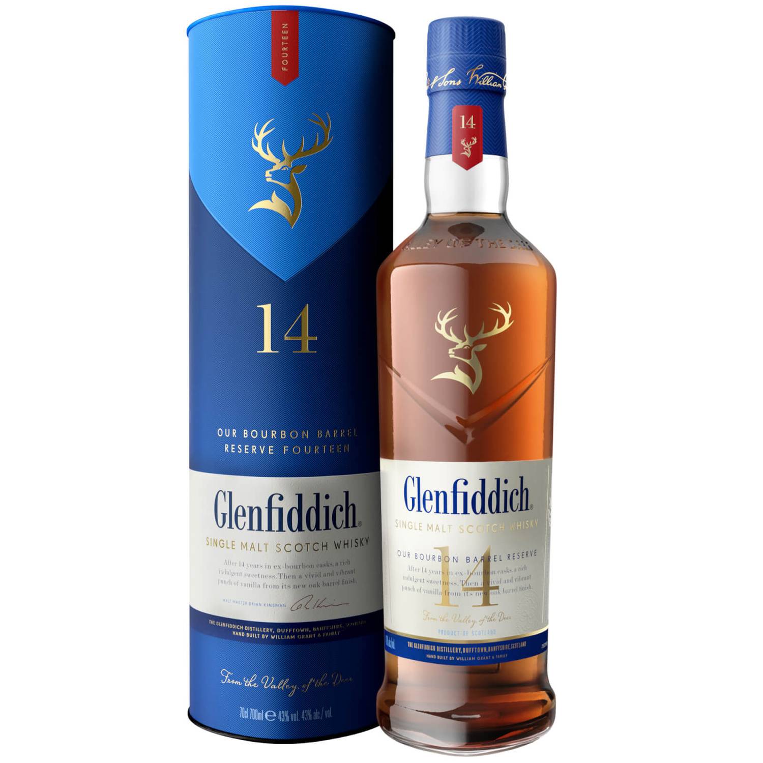 Glenfiddich 14 Year Old Bourbon Barrel Reserve Whisky 70cl