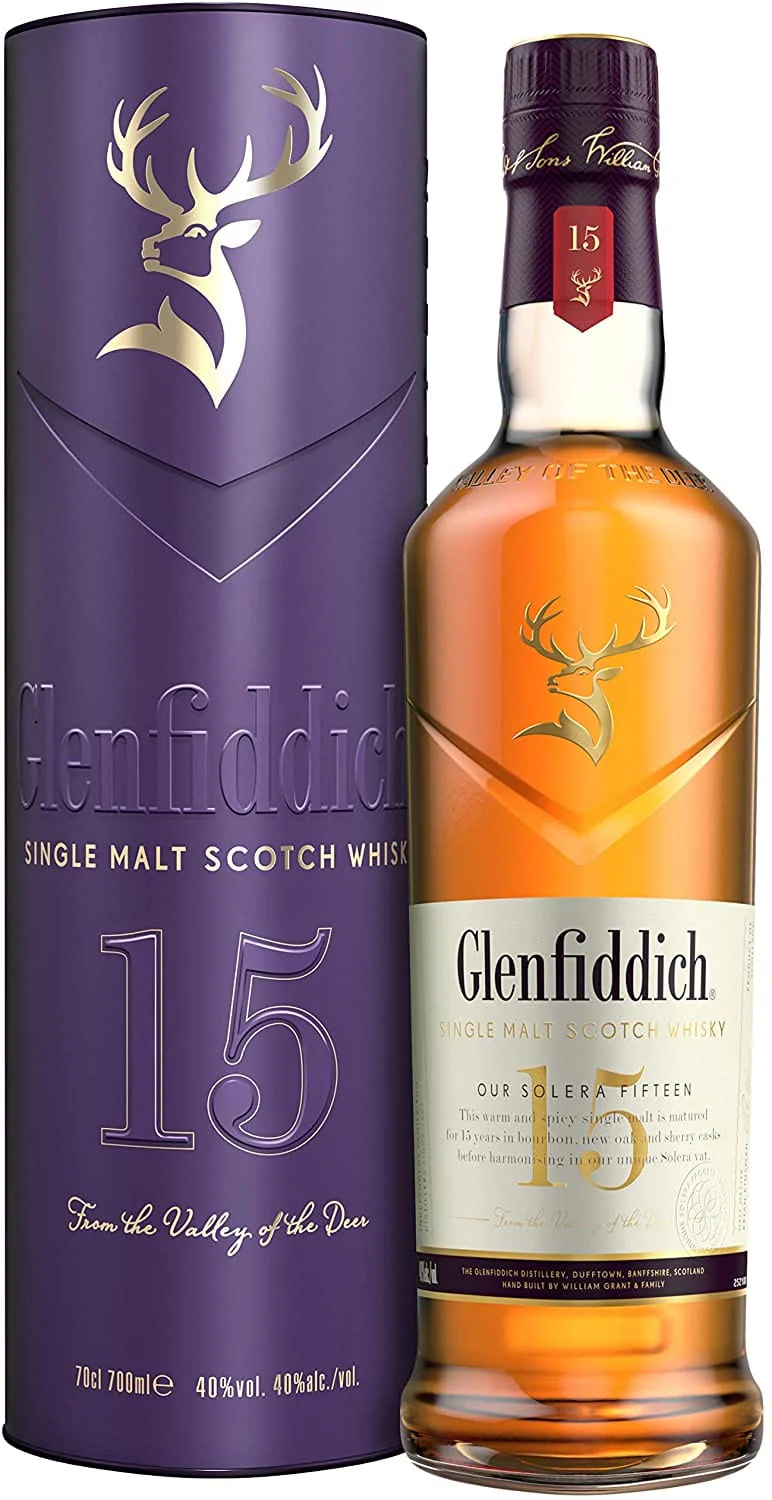 Glenfiddich 15 Year Old Single Malt Scotch Whisky with Limited Release Gift Tin 70cl