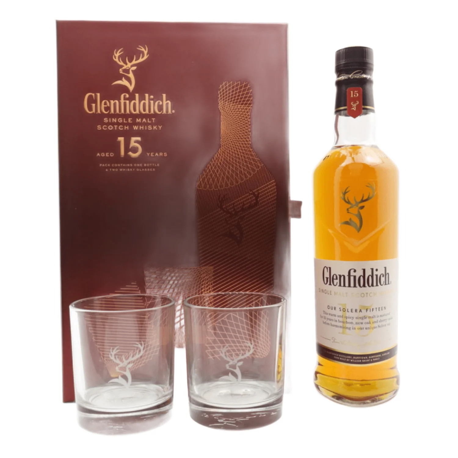 Glenfiddich 15 Year Old With Glasses 70cl