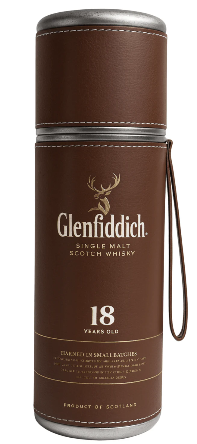 Glenfiddich 18 Year Old Small Batch Leather Gift Tube 70cl