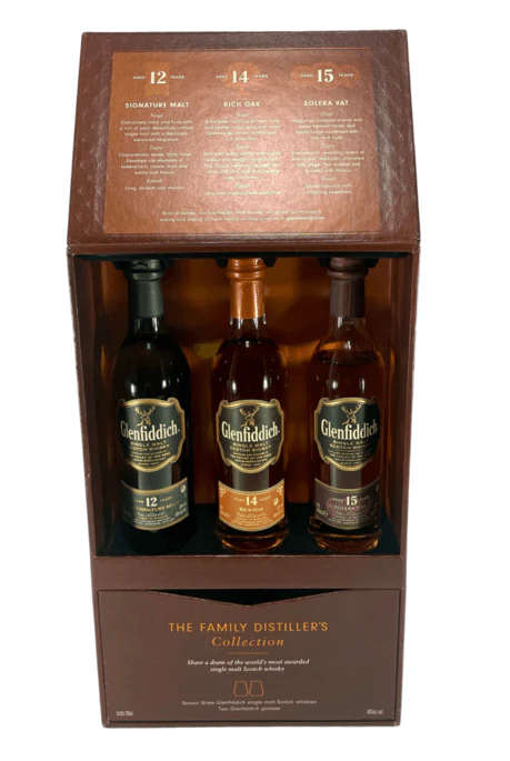 Glenfiddich Family Collection Miniature Set Inc Two Glasses 3x10cl - Image 2