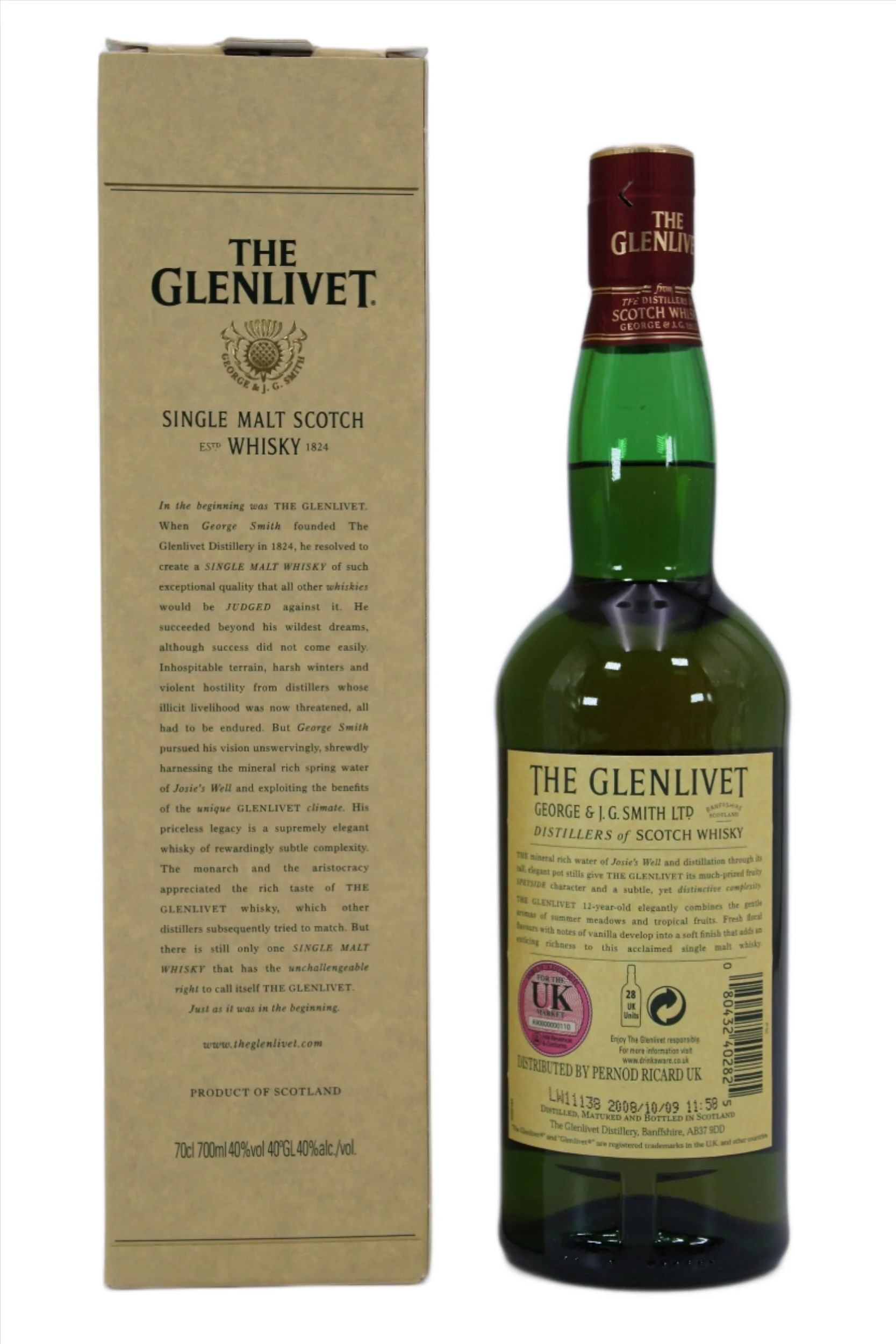 Glenlivet 12 Year Old Single Malt Scotch Whisky 70cl (Old Design) - Image 2
