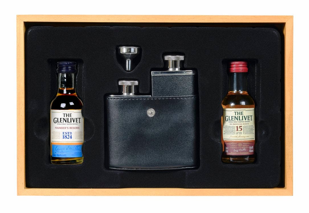 Glenlivet and Double Hipflask 2x5cl
