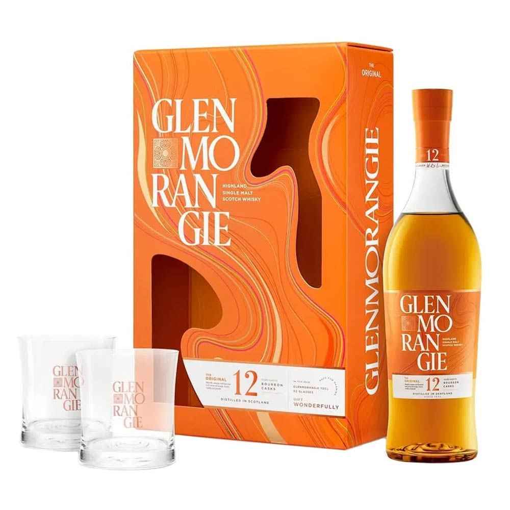 Glenmorangie 12 Year Old Single Malt Scotch Whisky Gift Set With Glasses 70cl