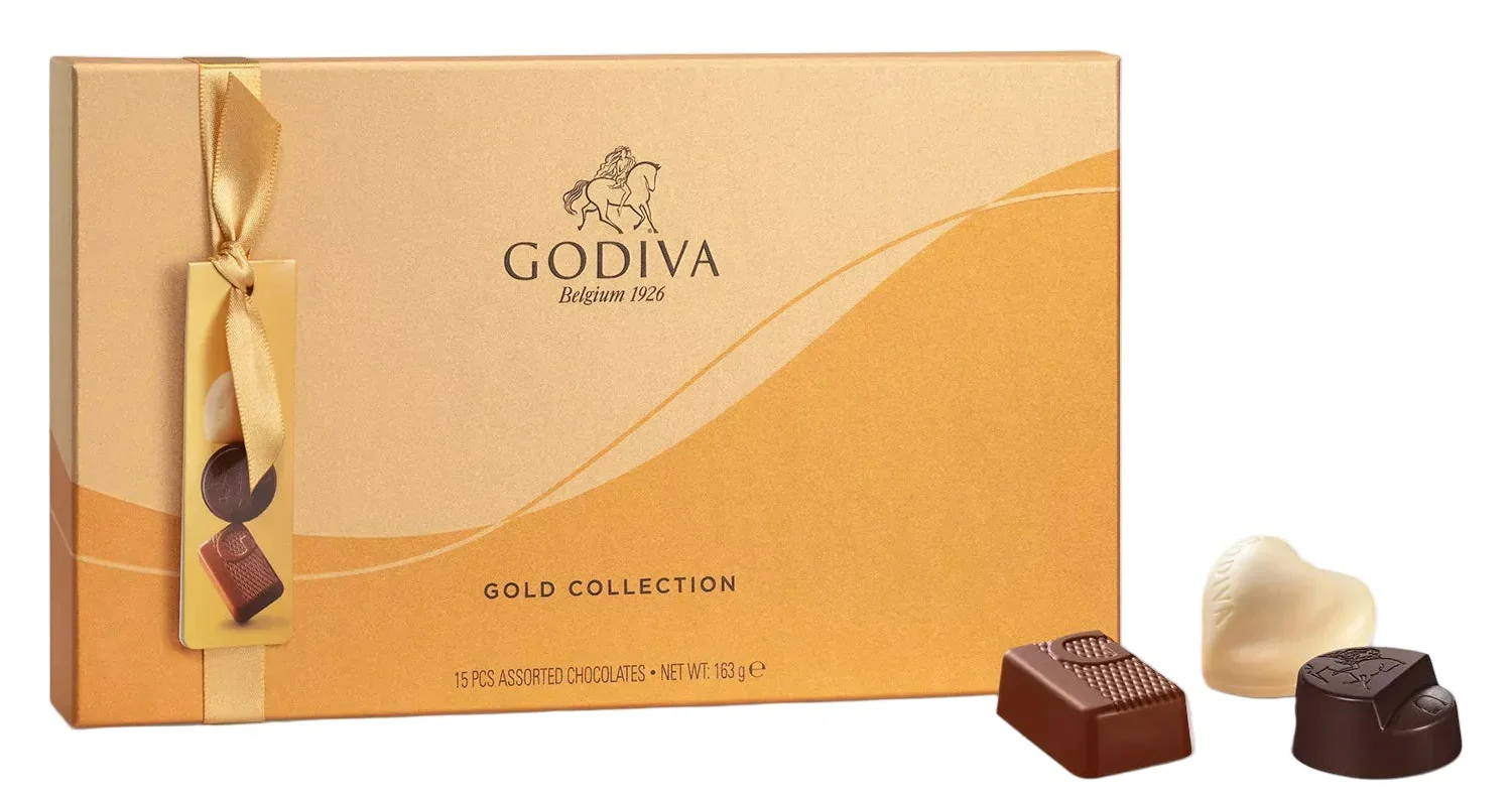 Godiva Belgium Gold Collection Assorted Chocolates Giftbox 15 Pieces 163g BBE 30/12/25