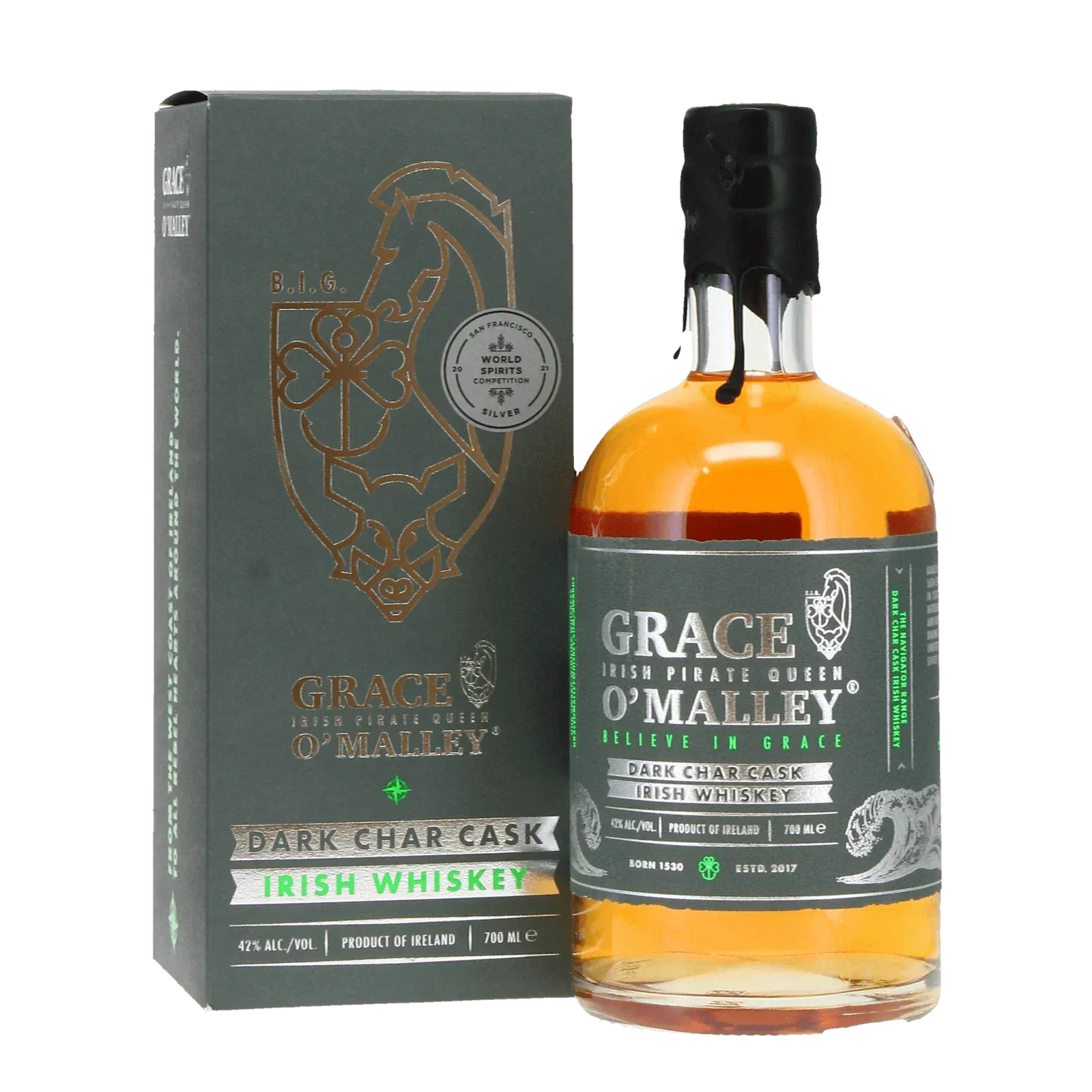 Grace O'Malley Dark Char Cask Irish Whiskey 70cl