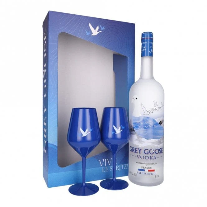 Grey Goose Vodka Magnum Gift Set & 2 Acrylic Glasses 1.75L
