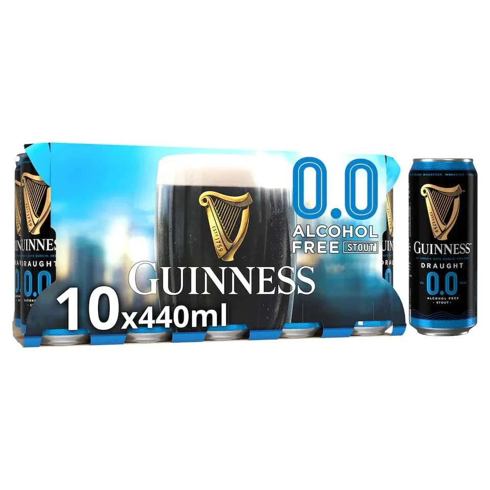 Guinness Draught Alcohol Free Stout Beer Cans 10x440ml