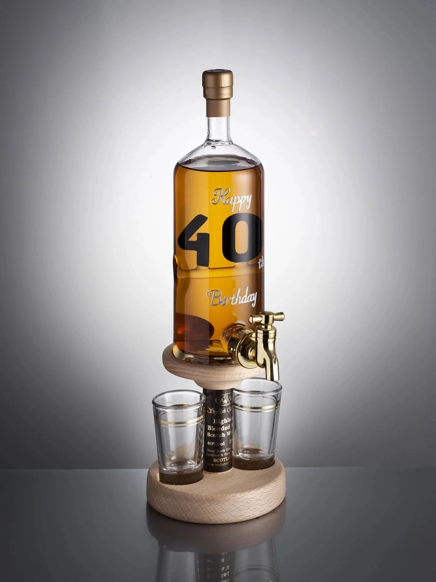 Happy 40th Birthday Whisky Decanter With Tap & 2 Glasses 35cl