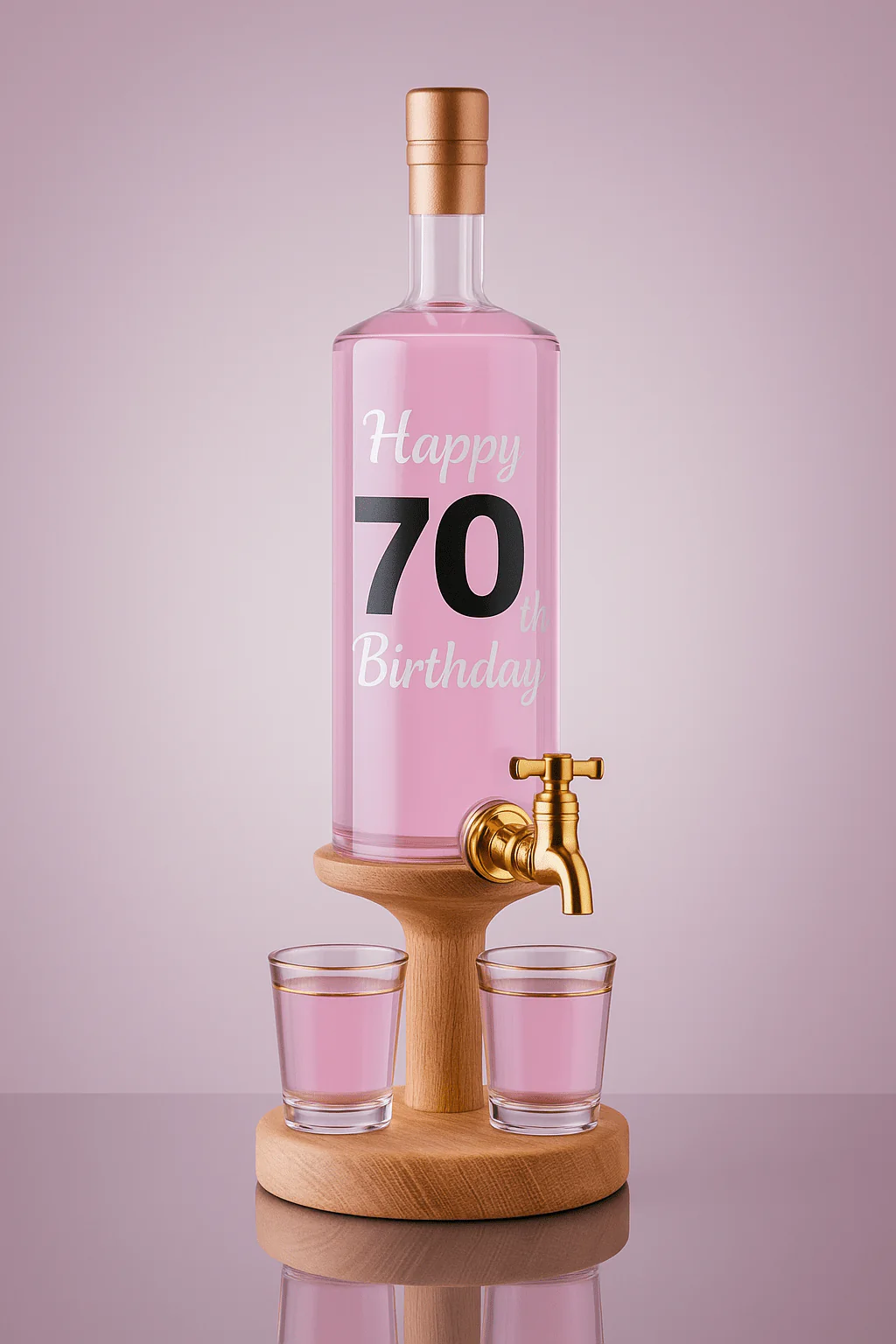Happy 70th Birthday Gin Decanter With Tap & 2 Glasses 35cl