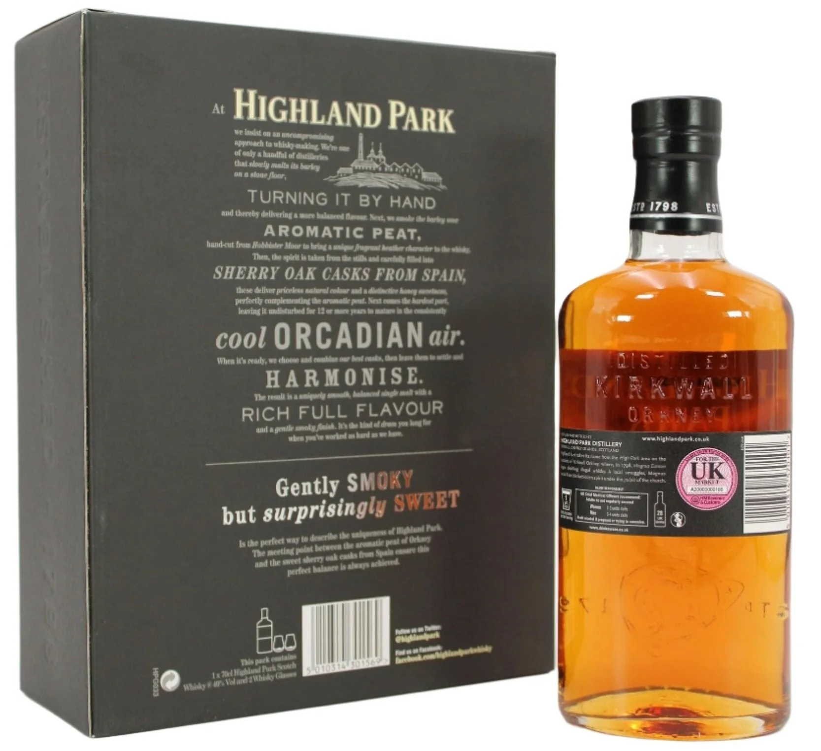 Highland Park 12 Year Old Whisky Gift Set With 2 Glasses 70cl - Image 2