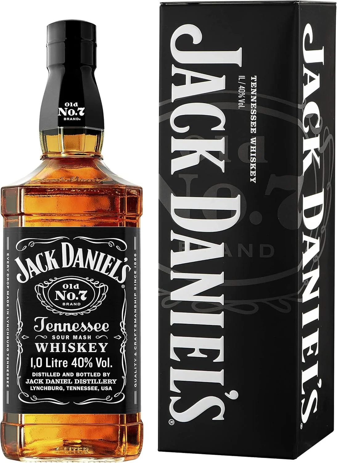 Jack Daniel's Old No.7 Tennessee Whiskey Black Metal Gift Tin 1L
