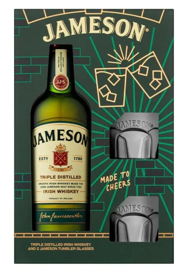 Jameson Original Irish Whiskey Gift Set With Glasses 70cl