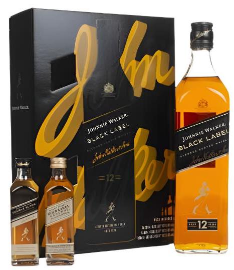 Johnnie Walker Black Label 12 Year Old 70cl Gift Pack With Miniatures