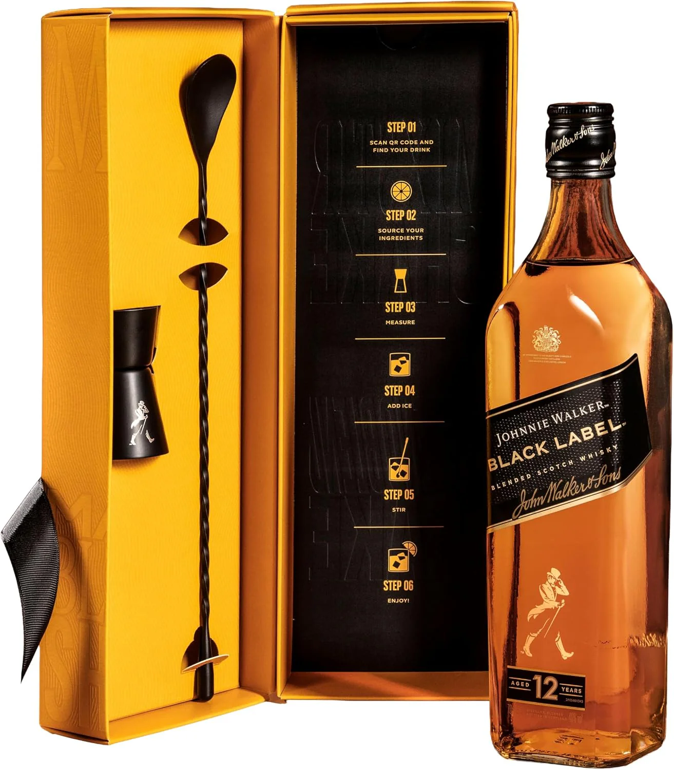 Johnnie Walker Black Label Blended Scotch Whisky Cocktail Kit 70cl
