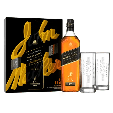 Johnnie Walker Black Label Blended Scotch Whisky Gift Set 70cl