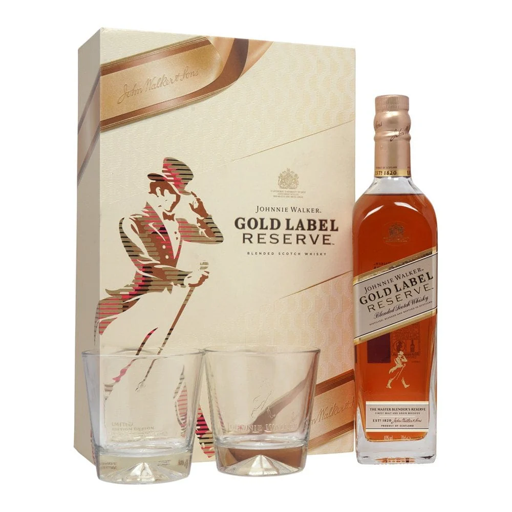 Johnnie Walker Gold Label Reserve Gift Set With Glasses 70cl