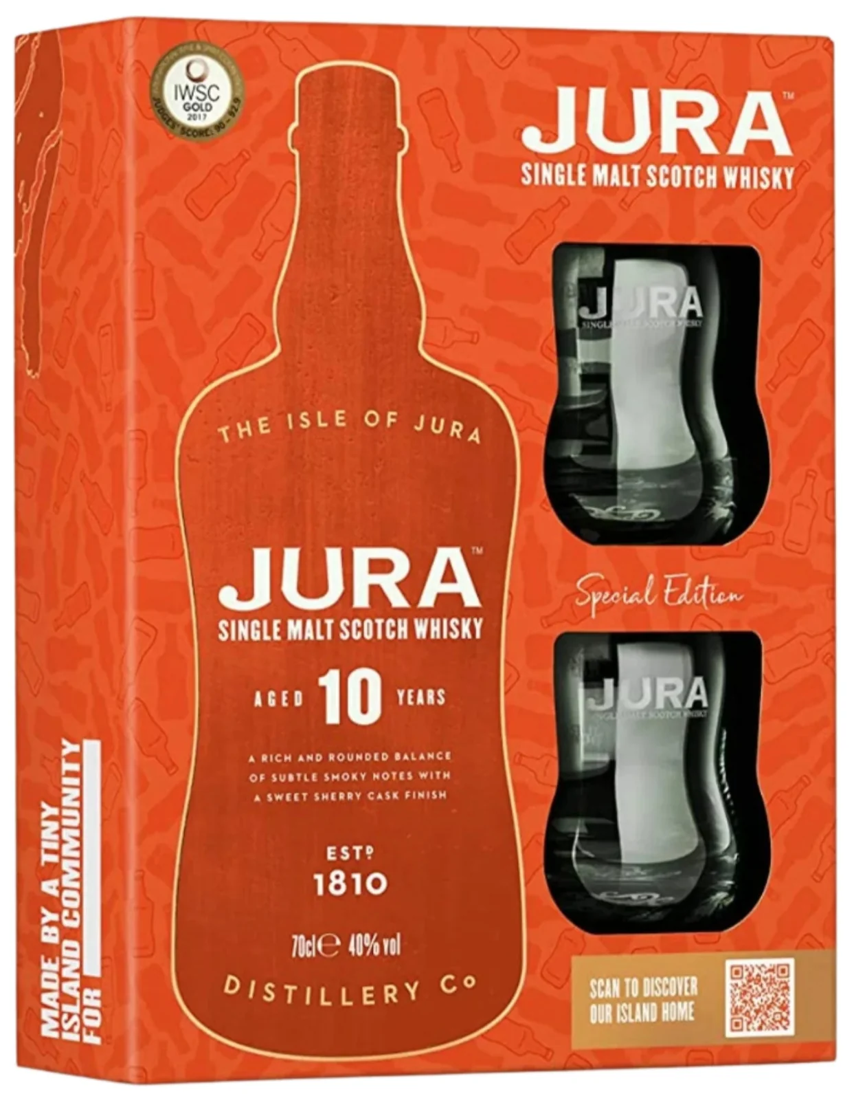 Jura 10 Year old Single Malt Whisky & Glasses Gift Pack 70cl