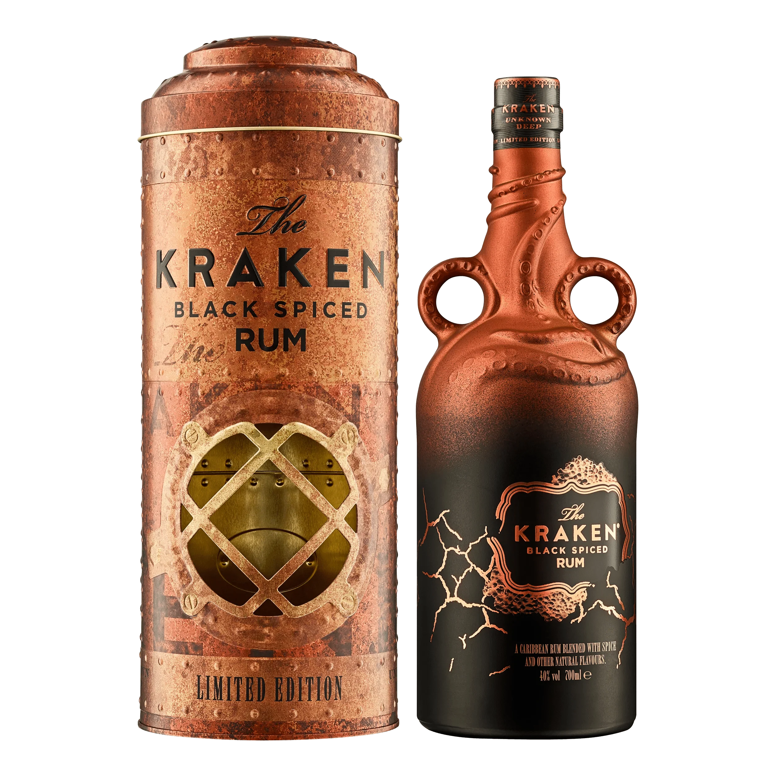 The Kraken Black Spiced Rum Unknown Deep Copper Scar Limited Edition Gift Canister 70cl