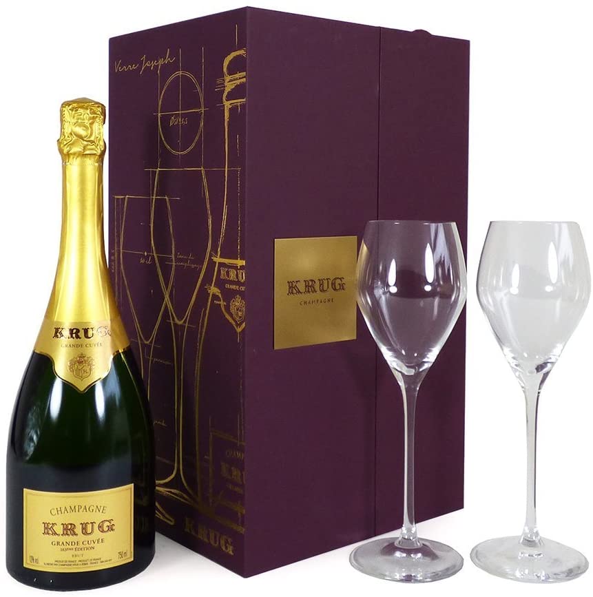Krug Grande Cuvee Champagne 75cl Sharing Set with 2 Krug Glasses