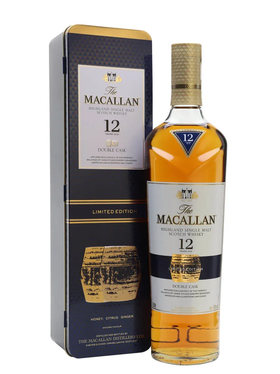 The Macallan 12 Year Old Double Cask Limited Edition Barrel Metal Tin 70cl