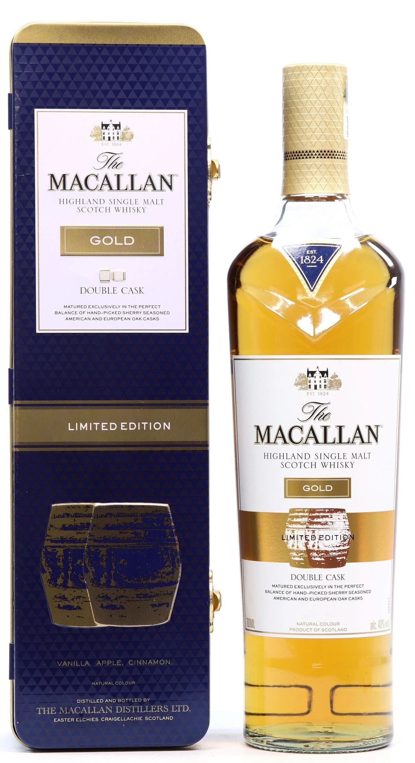 Macallan Gold Double Cask Limited Edition Barrel Metal Tin 70cl