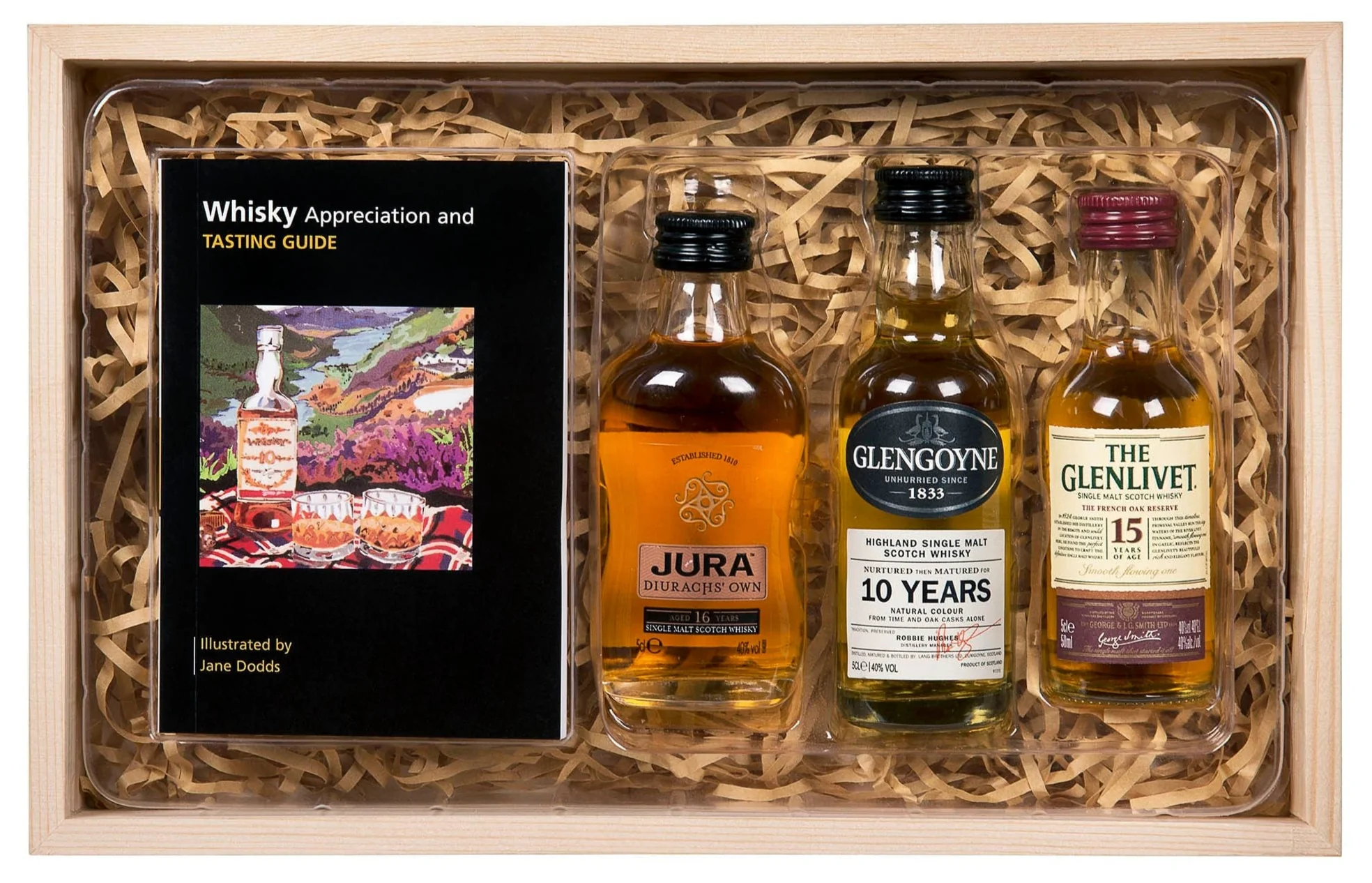 Whisky Malts 3x5cl & Classic Guide in Wood Gift Set