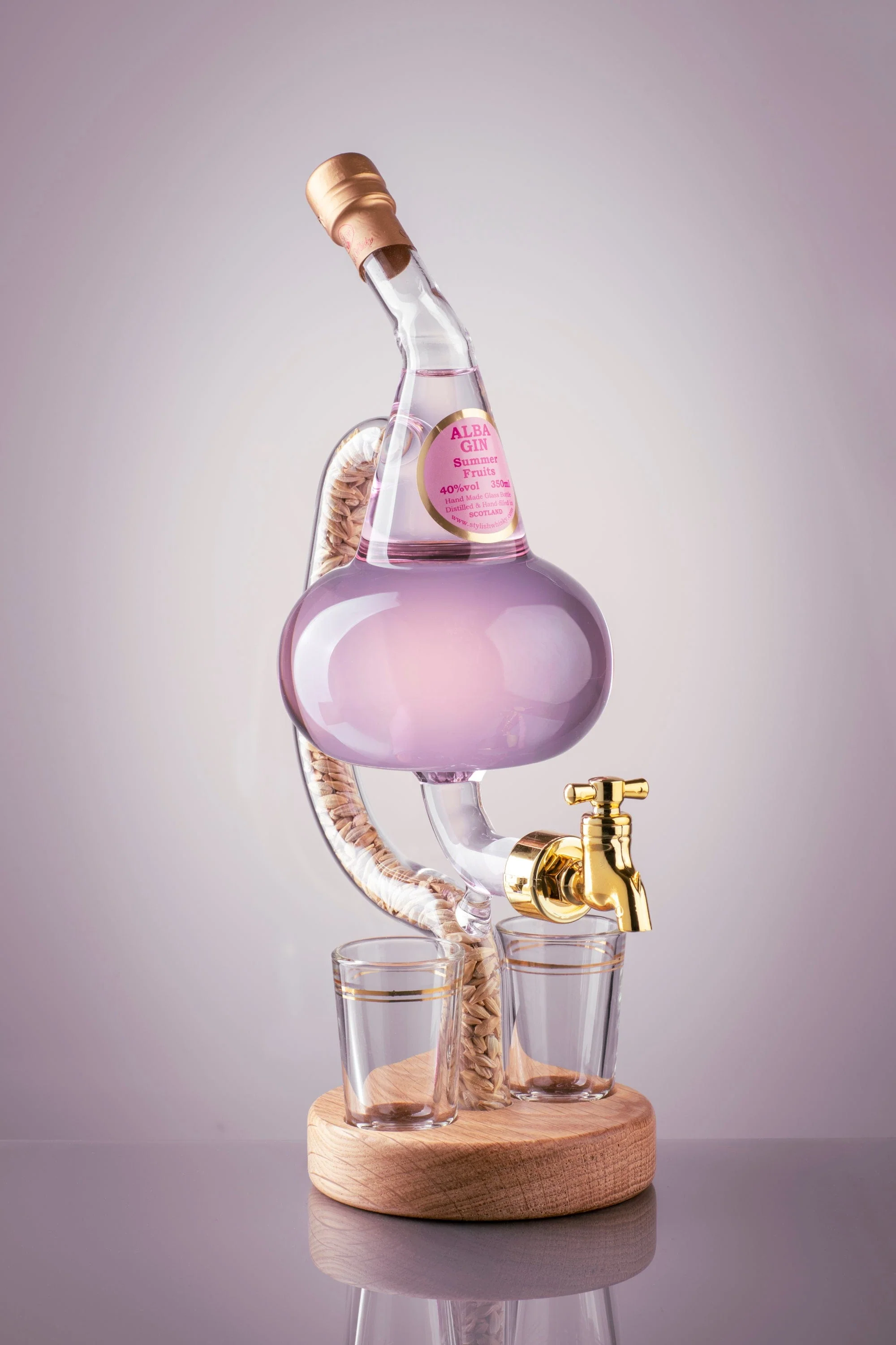 Pot Still Refillable Gin Decanter With Tap & 2 Glasses 35cl