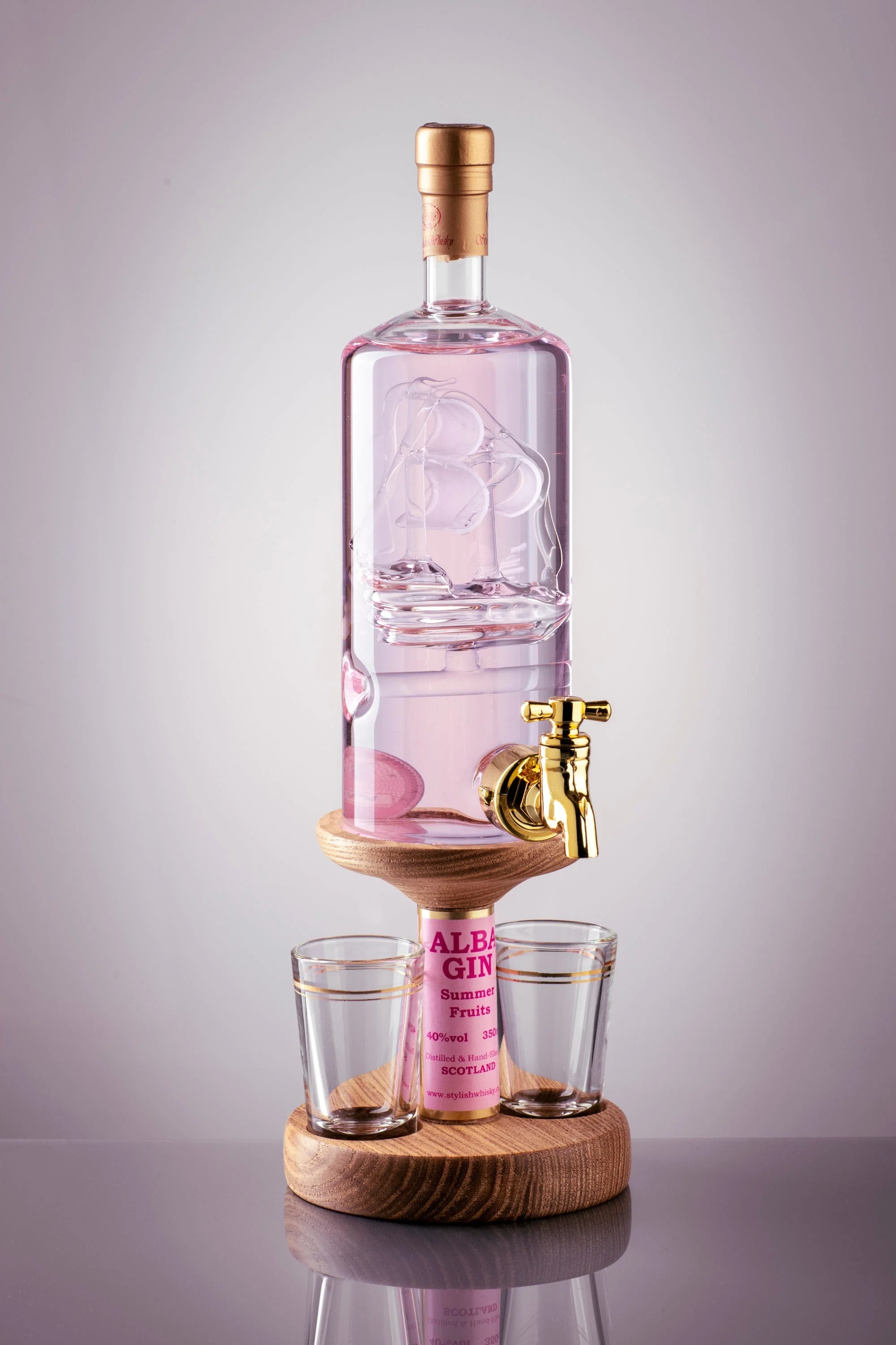 Ship In A Bottle Refillable Gin Decanter With Tap & 2 Glasses 35cl