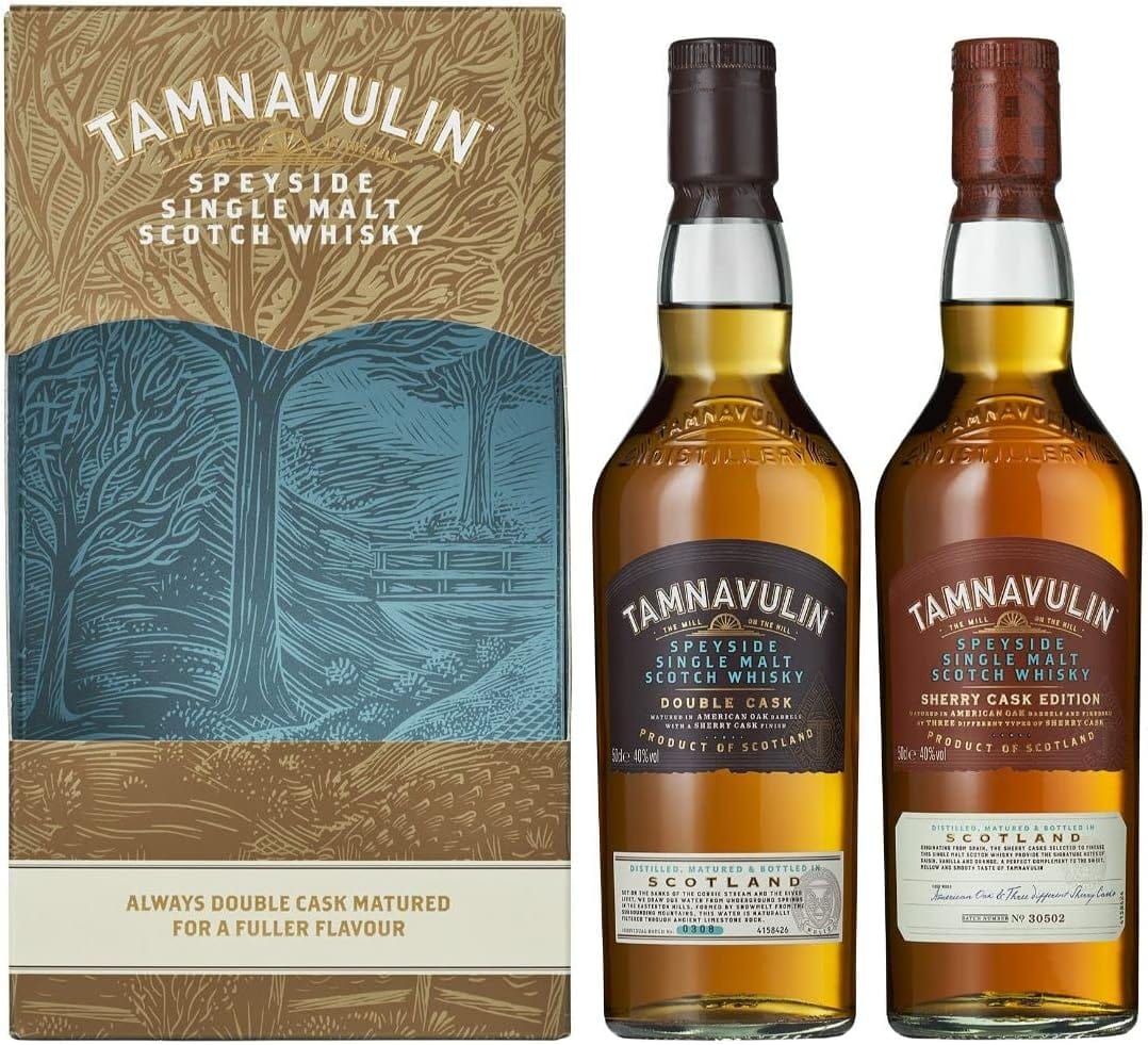 Tamnavulin Speyside Single Malt Scotch Whisky Double Cask and Sherry Cask Gift Pack 2x50cl