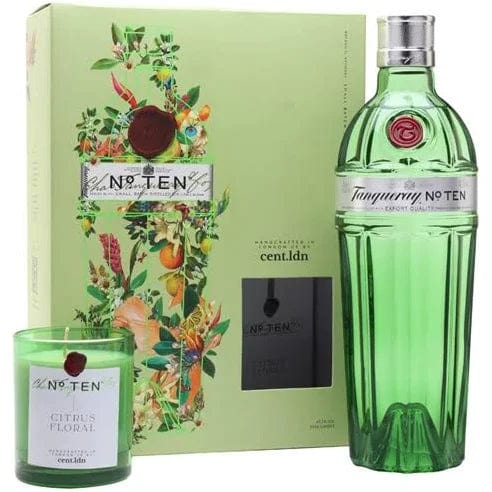 Tanqueray No. Ten Gin with a Limited Edition 'Citrus Bloom' Candle by cent.ldn 70cl