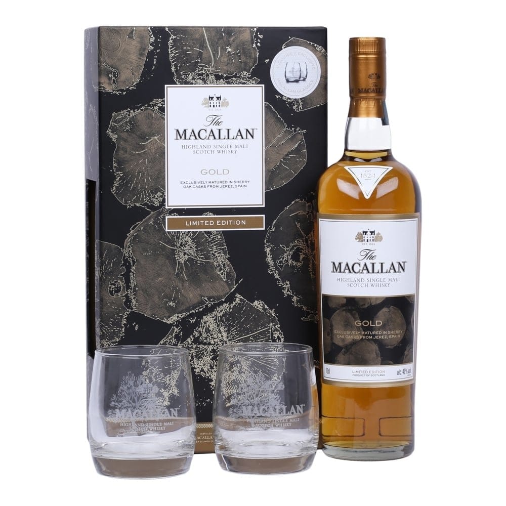 The Macallan Gold Single Malt Scotch Whisky & Glasses Gift Set 70cl